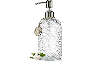 18 Ounce Clear Glass Hand Soap Dispenser with Rust Proof Pump