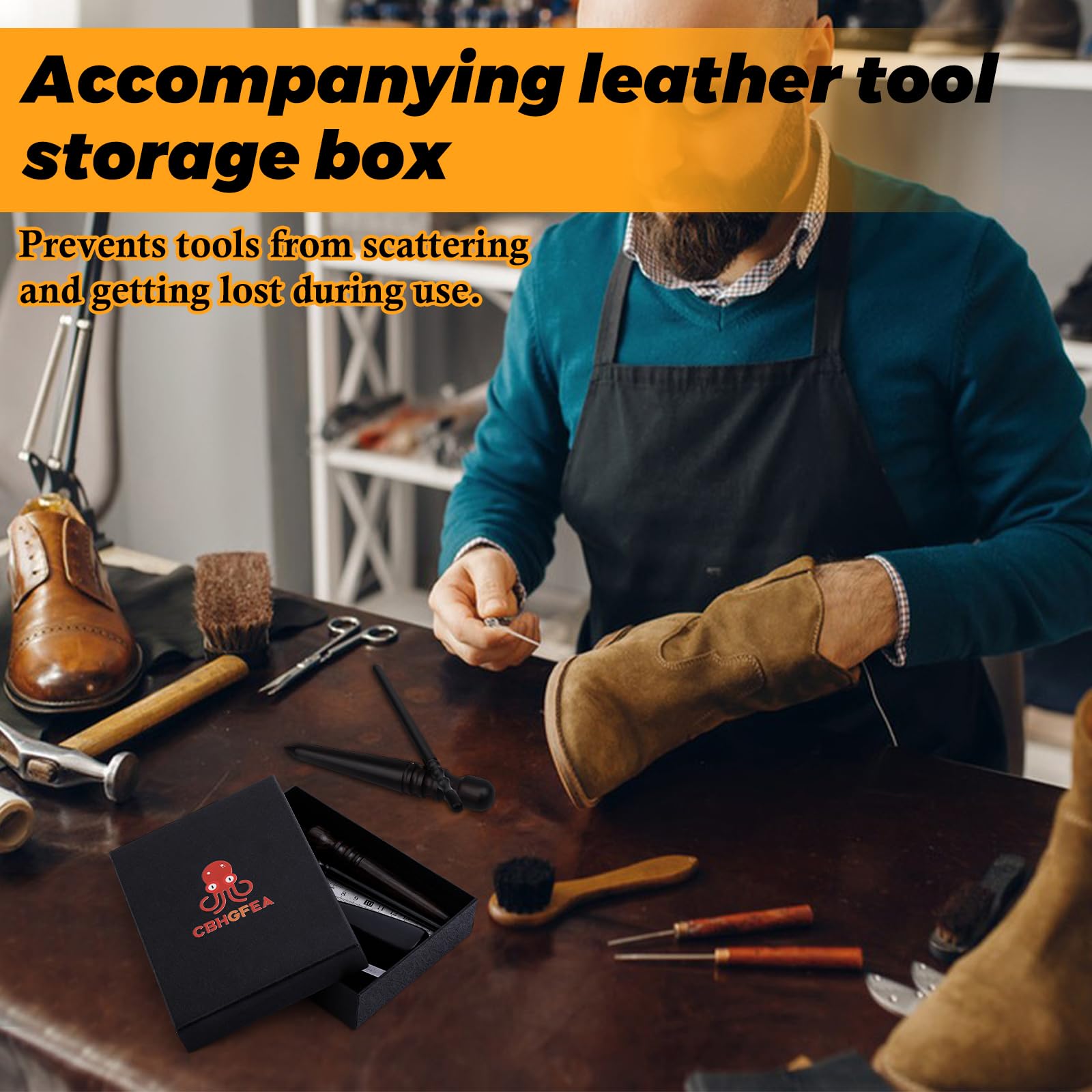 Leather Working Tools Kit - Knife, Burnisher, Punch -7