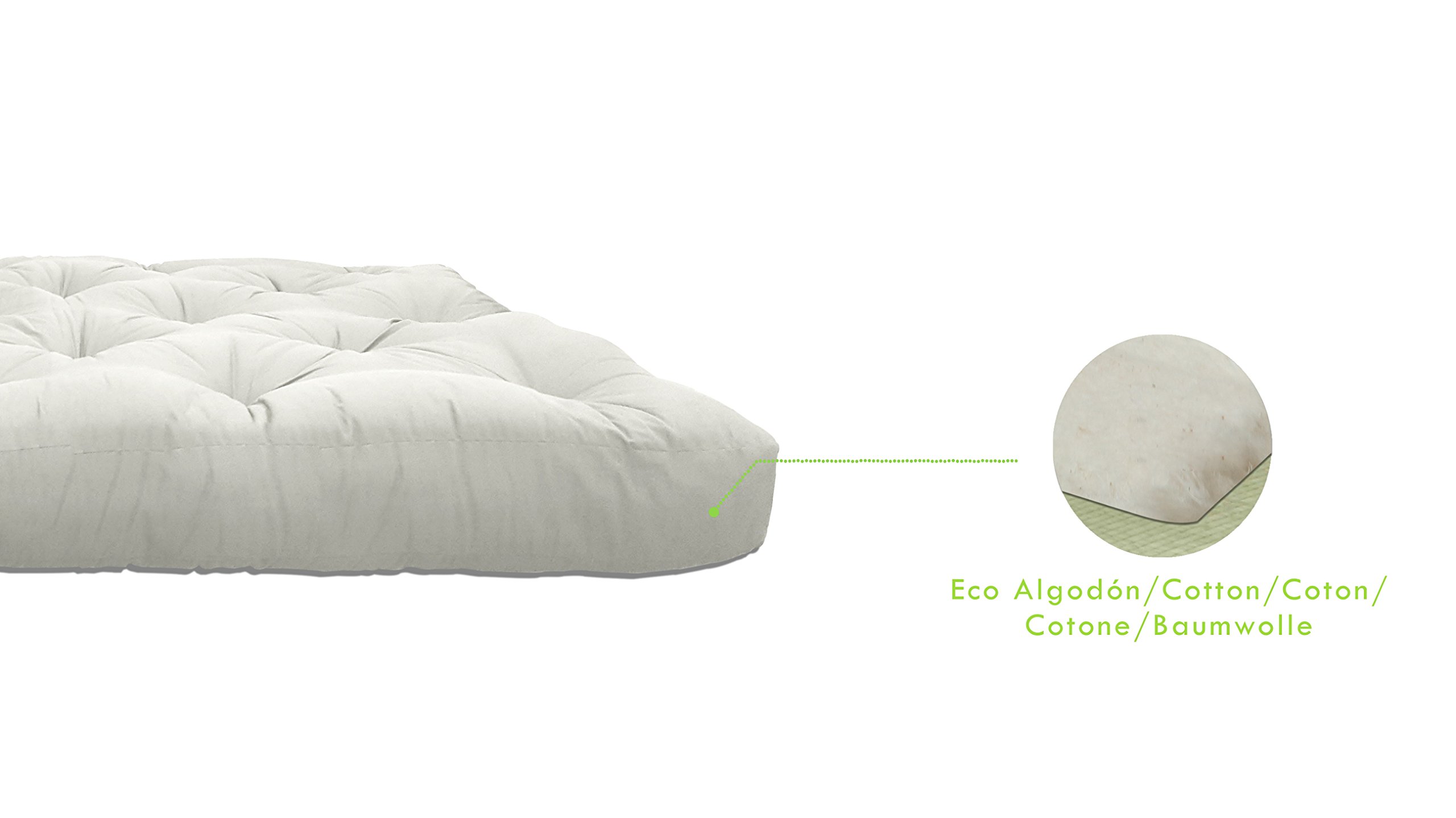 Futon Matelas Japonais Coton, 140 x 200 x 14 cm.