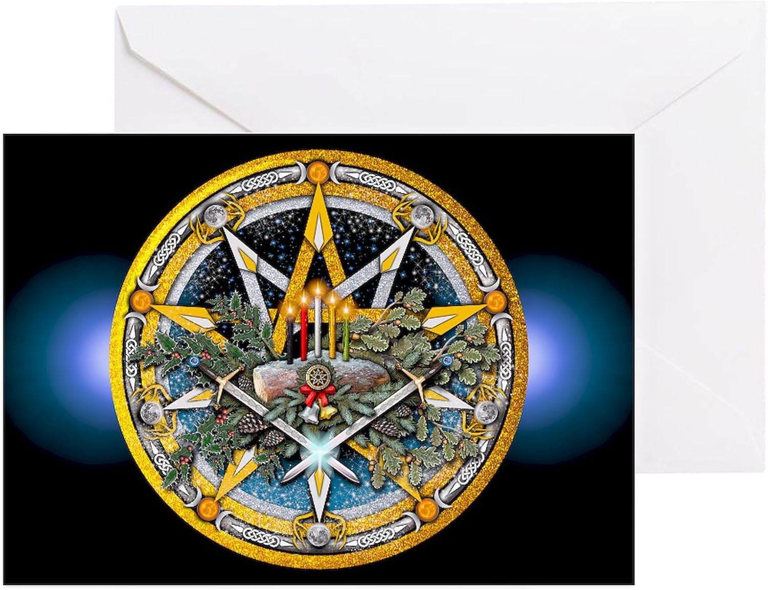 CafePress Yule Pentacle Folded Greeting Cards (10-pack) Matte