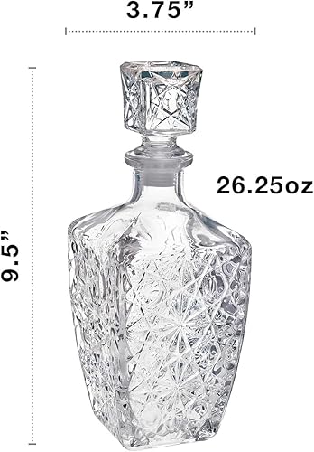 Miniatura 2 de Bormioli Rocco Juego de regalo de whisky Dedalo, sofisticado decantador de diamante de 26.25 onzas y 6 vasos de whisky grabados de 8.75 onzas con