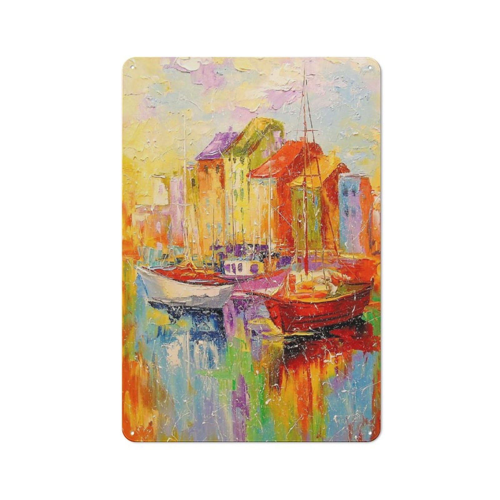 Junmoney In The Morning At The Pier Vintage Decorative Tin Plaque 30X20cm, Room Wall Plaque For Hallway, Home Bar, Garage Or Study