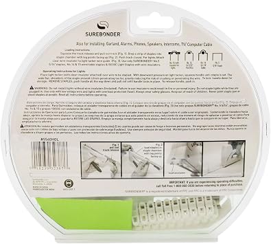Surebonder 5540HOL Light-Duty Tacker Staple Gun for Holiday and Christmas Lights, Garland, Phone, Speaker, TV, and Computer Cable - 60 Staples and 30 Insulators Included