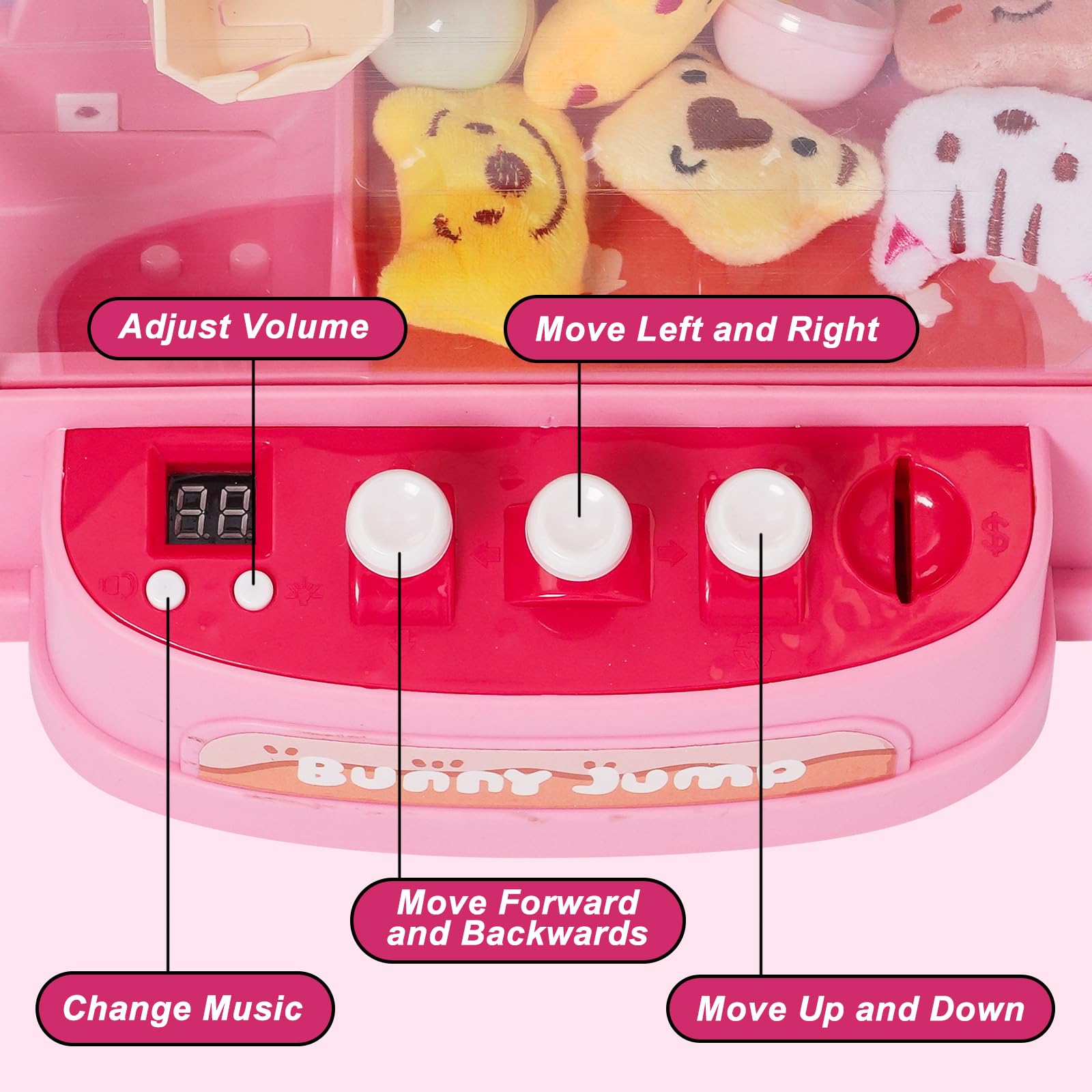 Claw Machine Toy Set Claw Machine Mini Doll Grabber with Light and Music Interactive Toy Crane Game with 10 Dolls ,10 Twist Arcade Machines Toys Catching Machine for 3 4 5 6+ - Image 4