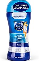 Fresh Step Charcoal Litter Box Odor Eliminator Powder - Absorbs Strong Cat Litter Smells, 15oz Deodorizer Additive for Fresher Homes