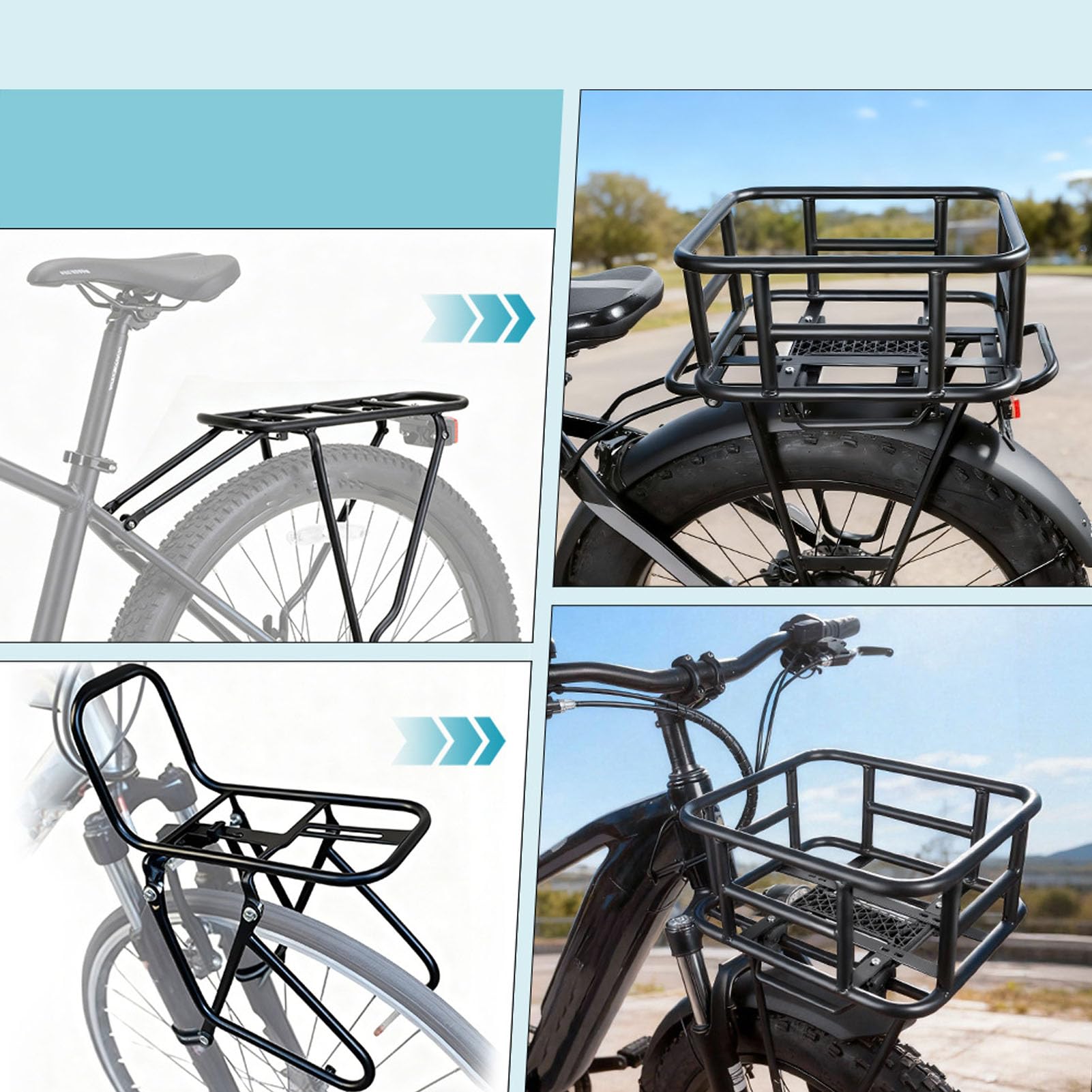 Generic Cestino Anteriore per Bici a Sgancio Rapido, Stile Intrecciato Regolabile in Acciaio con Design Staccabile per il Pendolarismo della Spesa