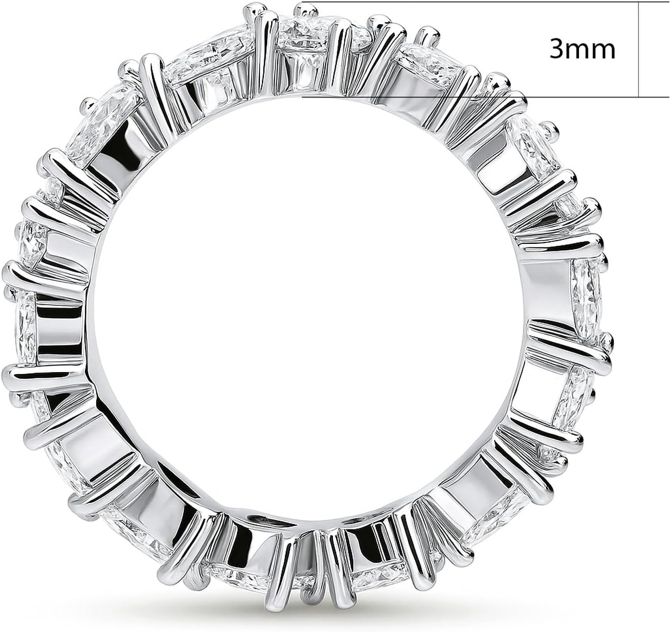BERRICLE Sterling Silver Cluster Eternity Band Ring for Women, Cubic Zirconia CZ