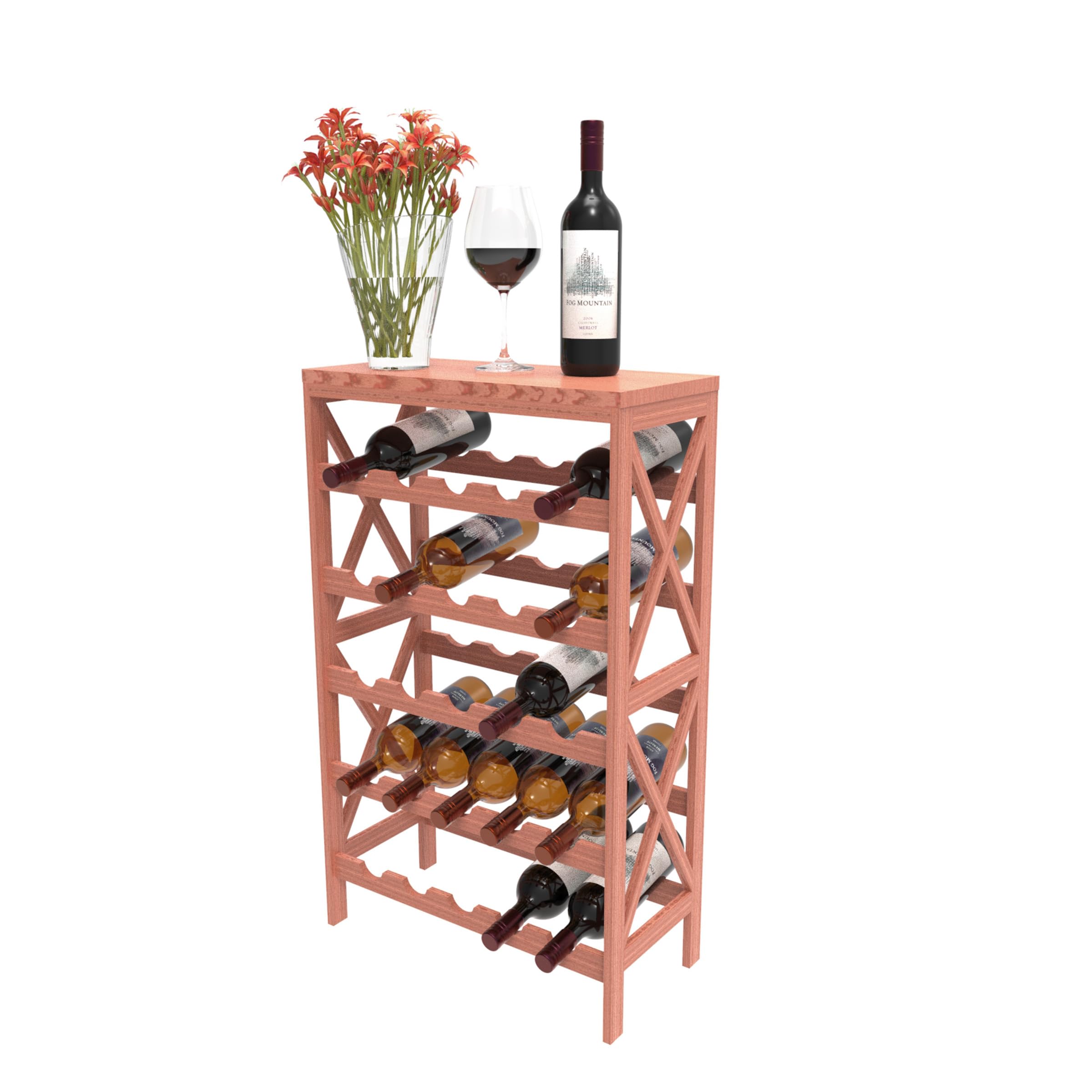 Lavish Home Rustic Wine Rack-Space Saving Free Standing Wine Bottle Holder For Kitchen, Bar, Dining Or Living Rooms- Classic Storage Shelf By Lavish Home,Brown