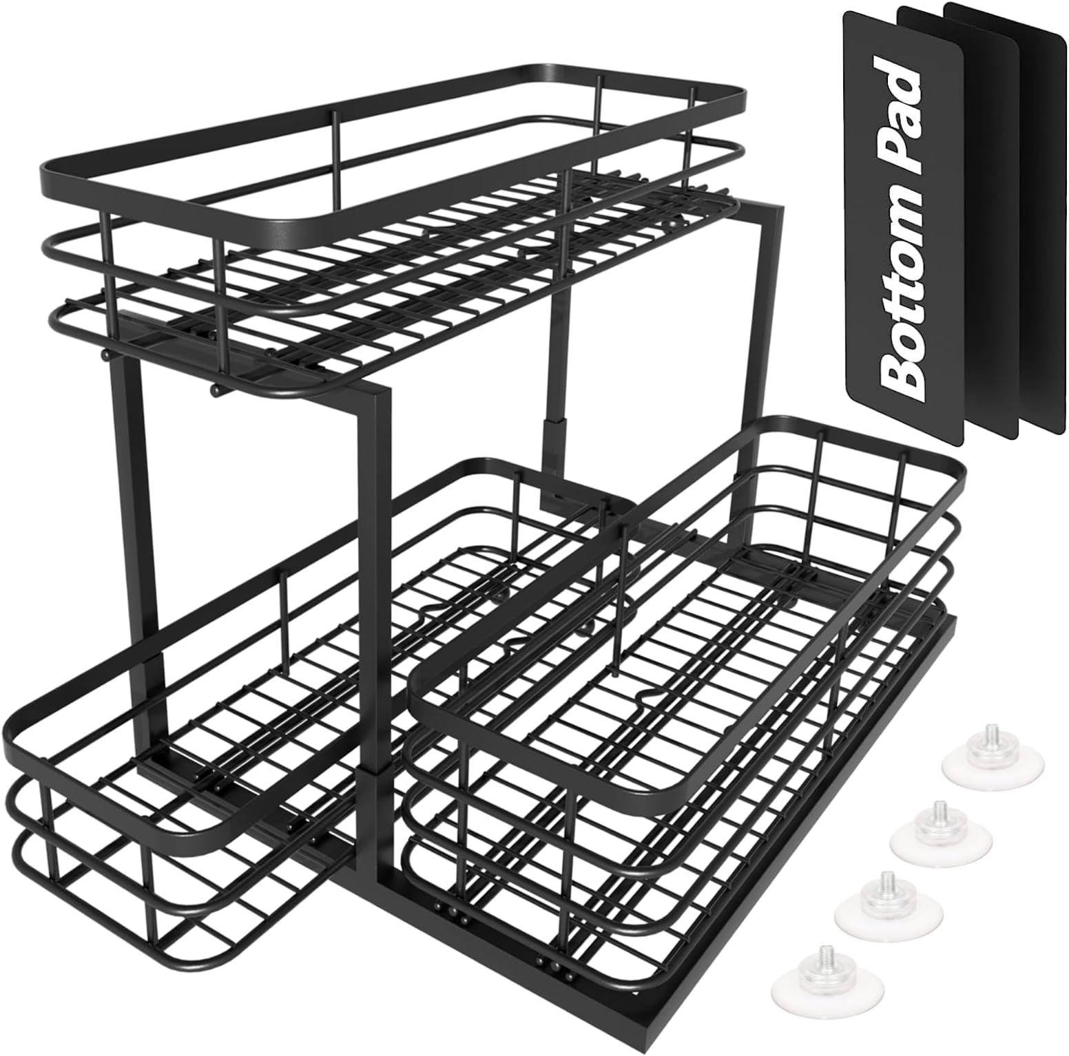 Under Sink Organizer - 2 Tier Pull Out Cabinet Organizers and Storage, 3 Baskets Slide Out Kitchen Organization for Counter Space, for Bathroom, Laundry Room, Pantry, New Home Essentials - 1 Pack