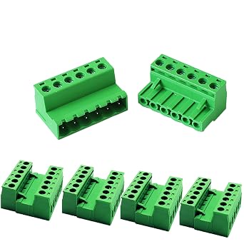 5 Sets 6 Pin 5.08mm Pitch DIY PCB Mount Screw Terminal Block Connector, Pluggable Quick Male and Female Connector-Phoenix Type Connector for 24-12 AWG