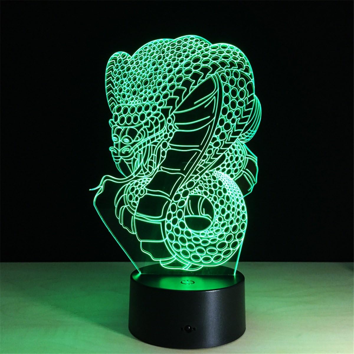Snake 3D LED Night Lamp visualization Illusion 7 Color Change Touch Button Switch USB Powered Amazing Art Optical Unique Lighting Effects Desk Table Night Light for Bedroom Home Decor