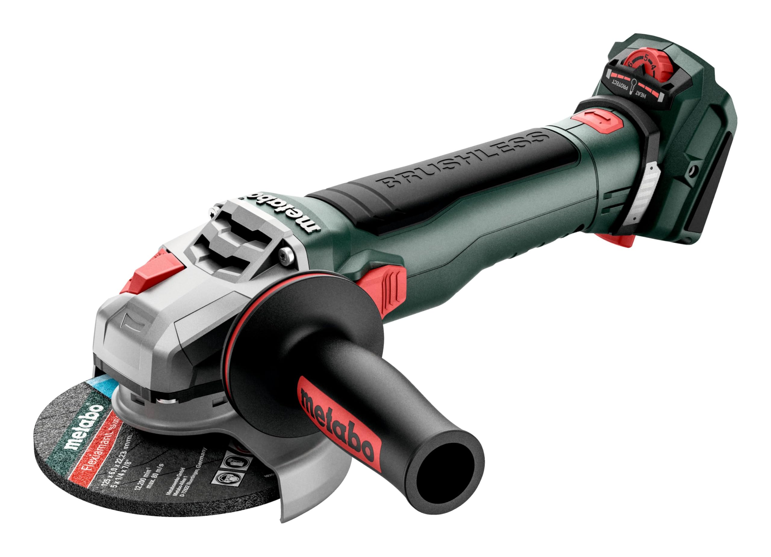 metabo Akku-Winkelschleifer WVB 18 LT BL 11-125 Quick, 18 V, 125 mm Ø | Brushless Motor, regelbare Drehzahl, M-Quick-System, Scheibenbremse, ohne Akku und Ladegerät, inkl. Zubehör