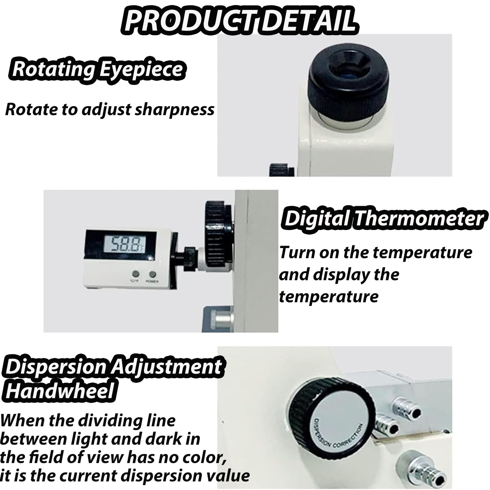 Monokular Digital Abbe Refraktometer 1.3000-1.7000 ND, 0.0002 Genauigkeit, 0-95% Brix, für Forschungslabor