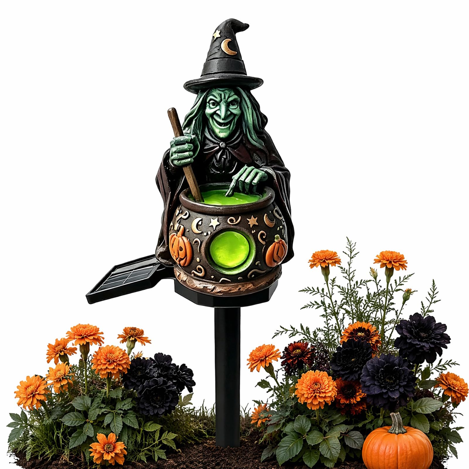 Lampa naziemna Solar Witch IP65 Plastikowa lampa ogrodowa | Solarna lampa podłogowa w kształcie wiedźmy; plastikowy; IP65; proste i praktyczne oświetlenie dekoracyjne