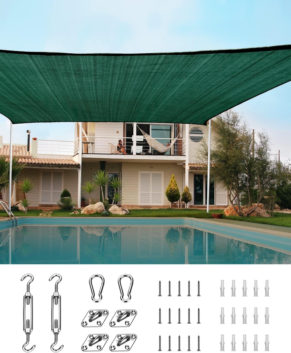 Quictent 20x26ft Sun Shade Sail for Patio, 185GSM Heavy Duty Rectangular Outdoor Sunshades UV Block Outside Canopy Cover for Backyard