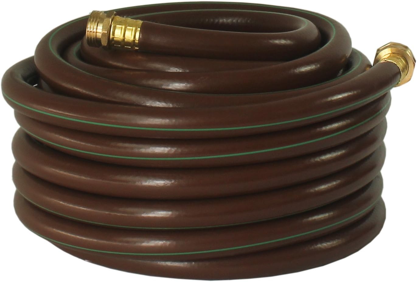 KAPOK Garden Hoses with Brass Fitting Connectors- Varies Sizes and Colors (50-FT, Brown/Green)