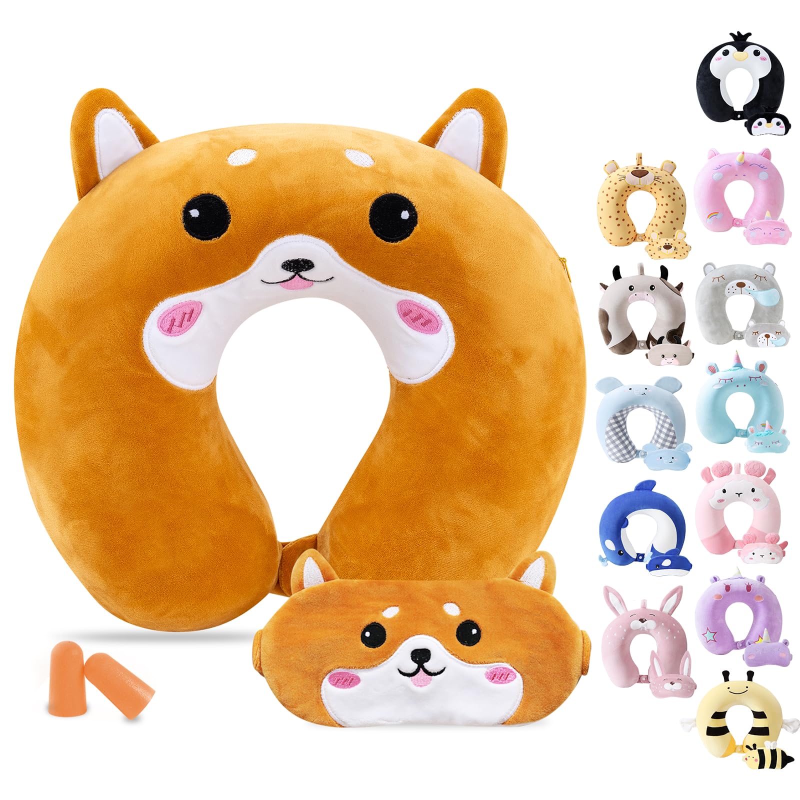 Cuscino Da Viaggio Per Bambini 2 In 1 A Forma Di U - Morbido E Regolabile Per Auto, Aereo, Campeggio - Foto 7