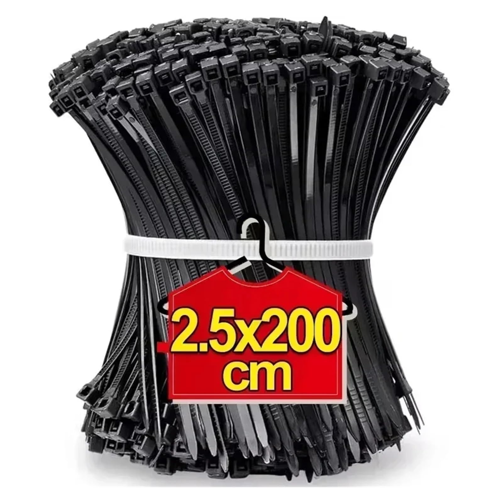 attache cable Attaches de câble autobloquantes en nylon, attaches cordon plastique, anneaux fixation câbles robustes, organisateur matériel boucle, sangles fil(Black(2.5x200mm),2000pcs)