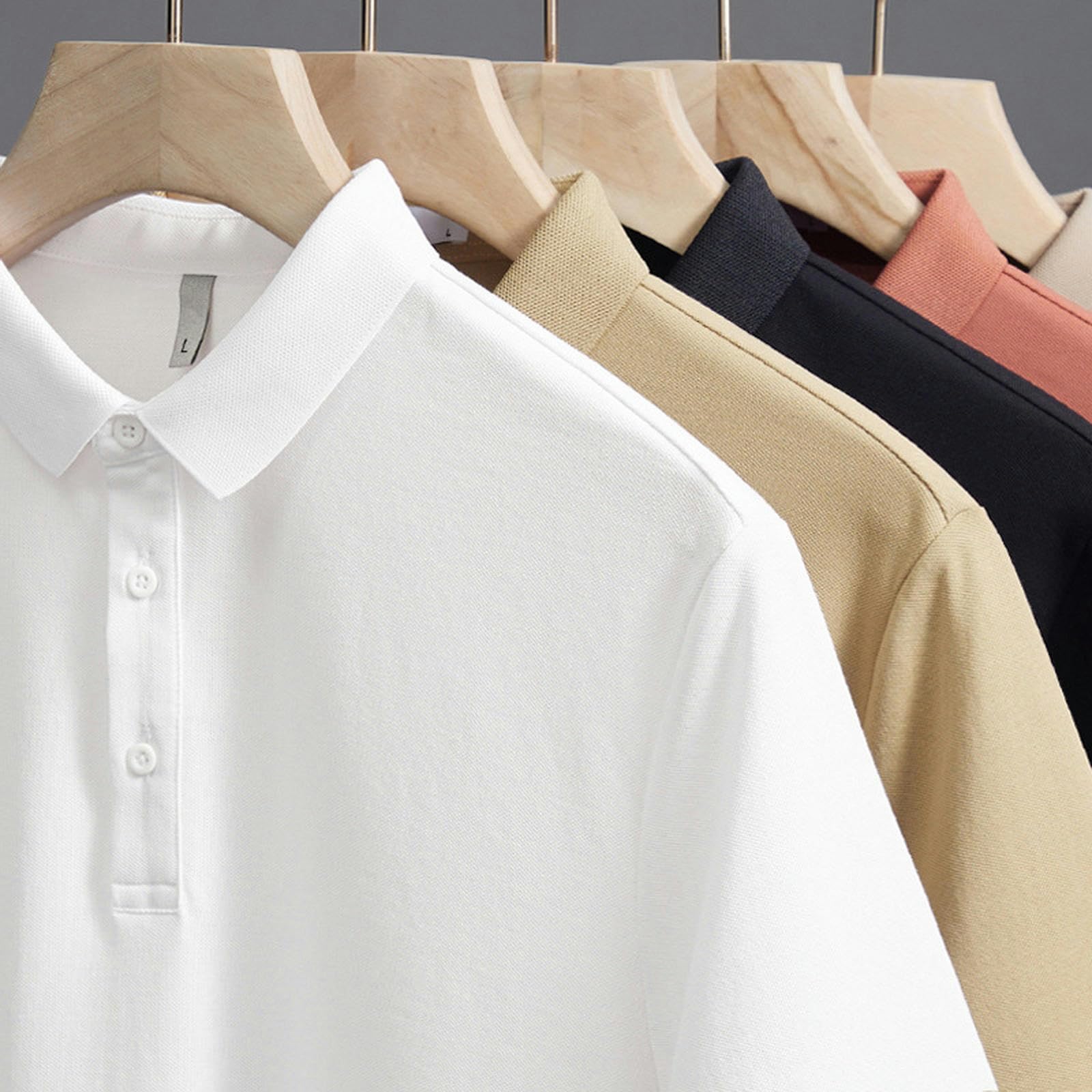 TEidea Męskie T-shirty Prosty Styl Męskie T-shirty Koszulka polo z krótkim rękawem, tkanina bawełniana, dekolt w jednolitym kolorze