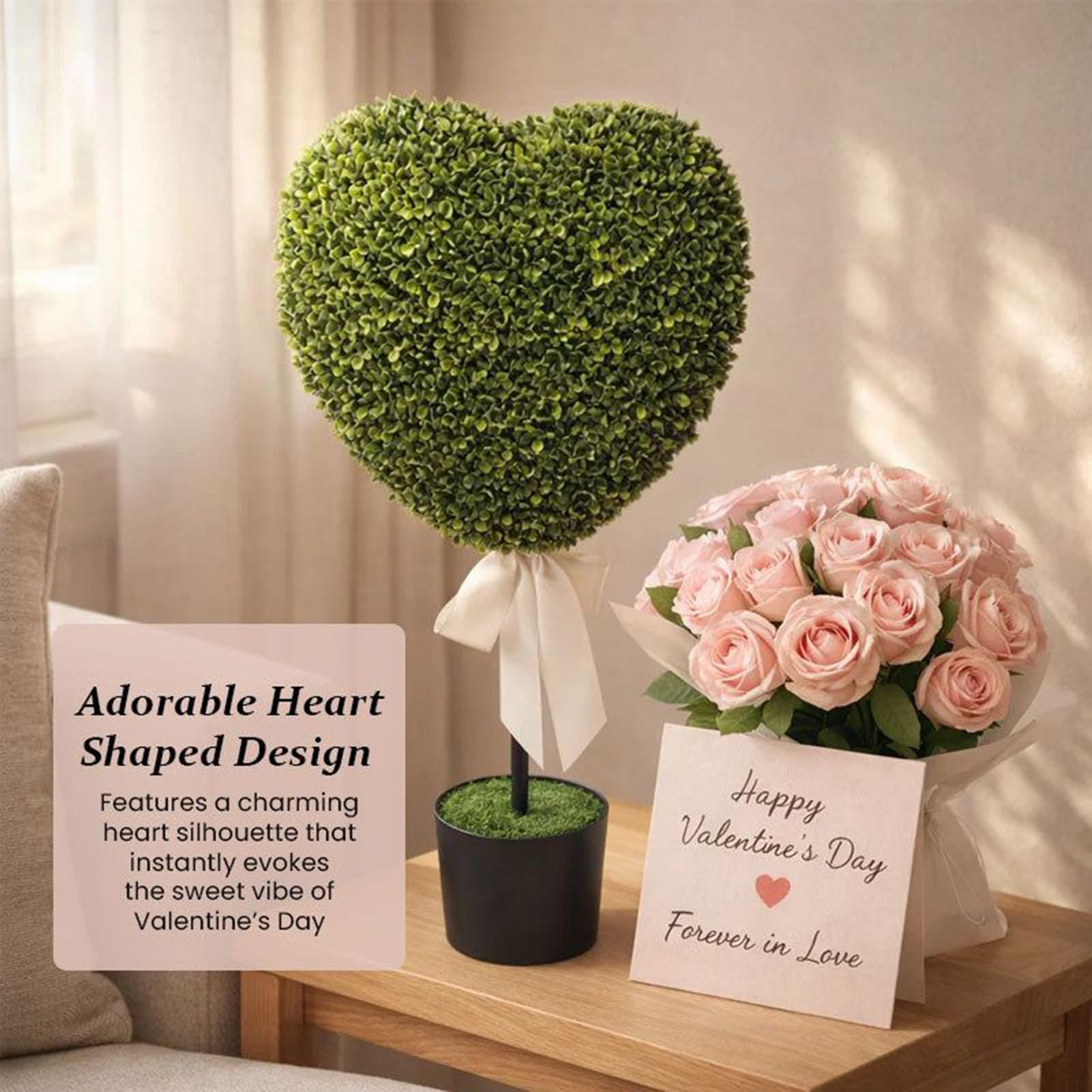 Topiario Decoración San Valentín Corazón Artificial Hogar