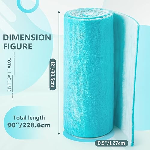 Miniatura 2 de Tudomro 2 rollos de filtro de aire de 12 x 90 x 0.5 pulgadas, filtros de ventilación para aire acondicionado, filtros de registro de ventilación,