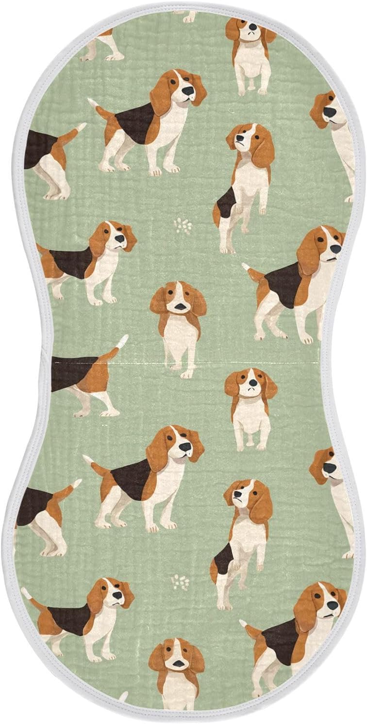 Cute Black Brown Dogs Pattern Art Baby Burp Cloths -4Pcs Soft Absorbent Muslin Washcloths Bibs Face Towel for Newborn Boys Girls 22 x 11 Inch