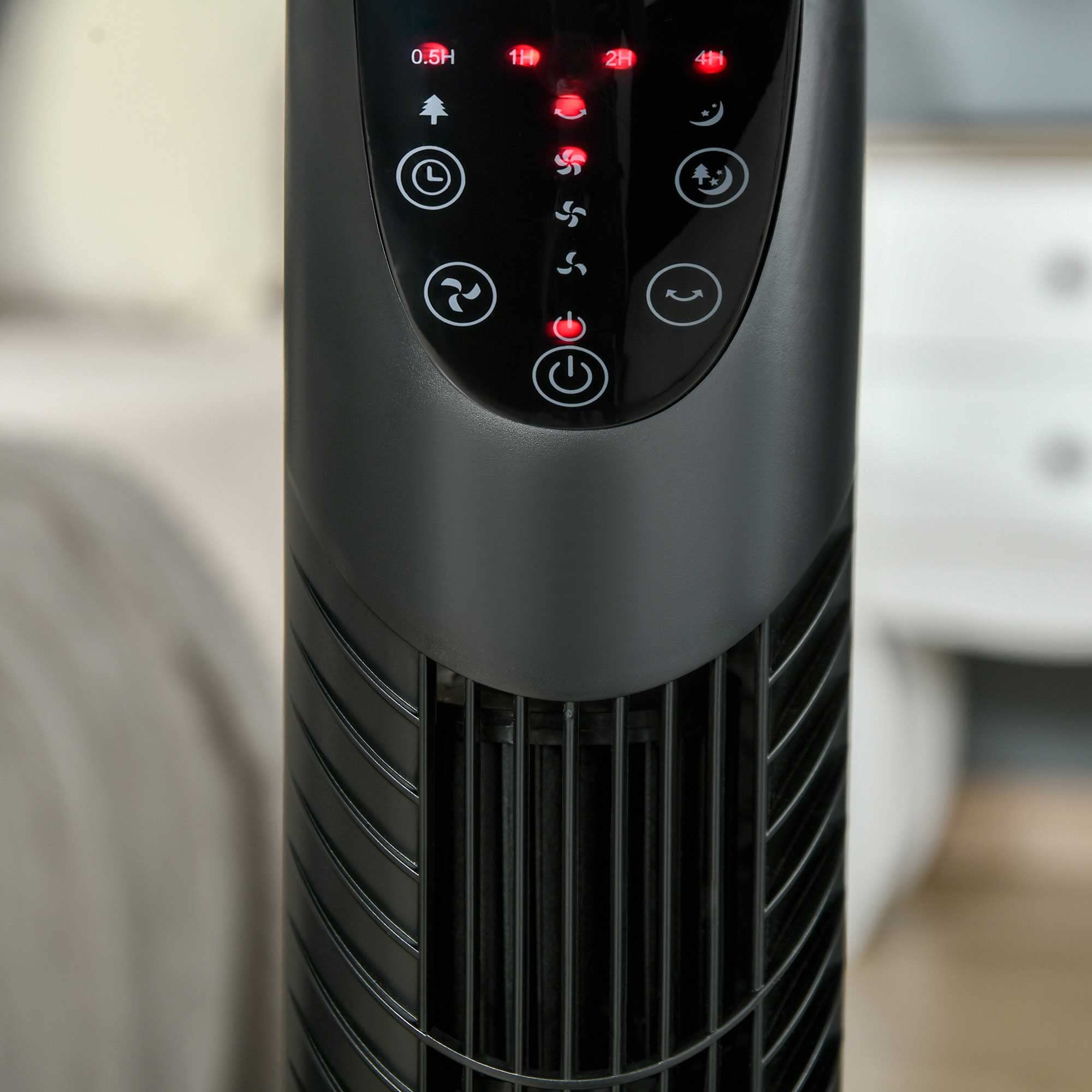 HOMCOM Ventilatore a Torre 40W con 3 Modalità e 3 Velocità, Ventilatore a Colonna Oscillante 70°, Timer 7.5h, con Telecomando fino a 5m, Ф18x78.5cm, Nero