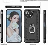 LeYi Cover per Xiaomi 11 Lite 5G NE/Xiaomi Mi 11 Lite 5G/4G con [2 Vetro Temperato], anello di supporto militare anti-caduta rinforzato difesa antiurto TPU morbida e PC rigida protezione custodia nera - 2