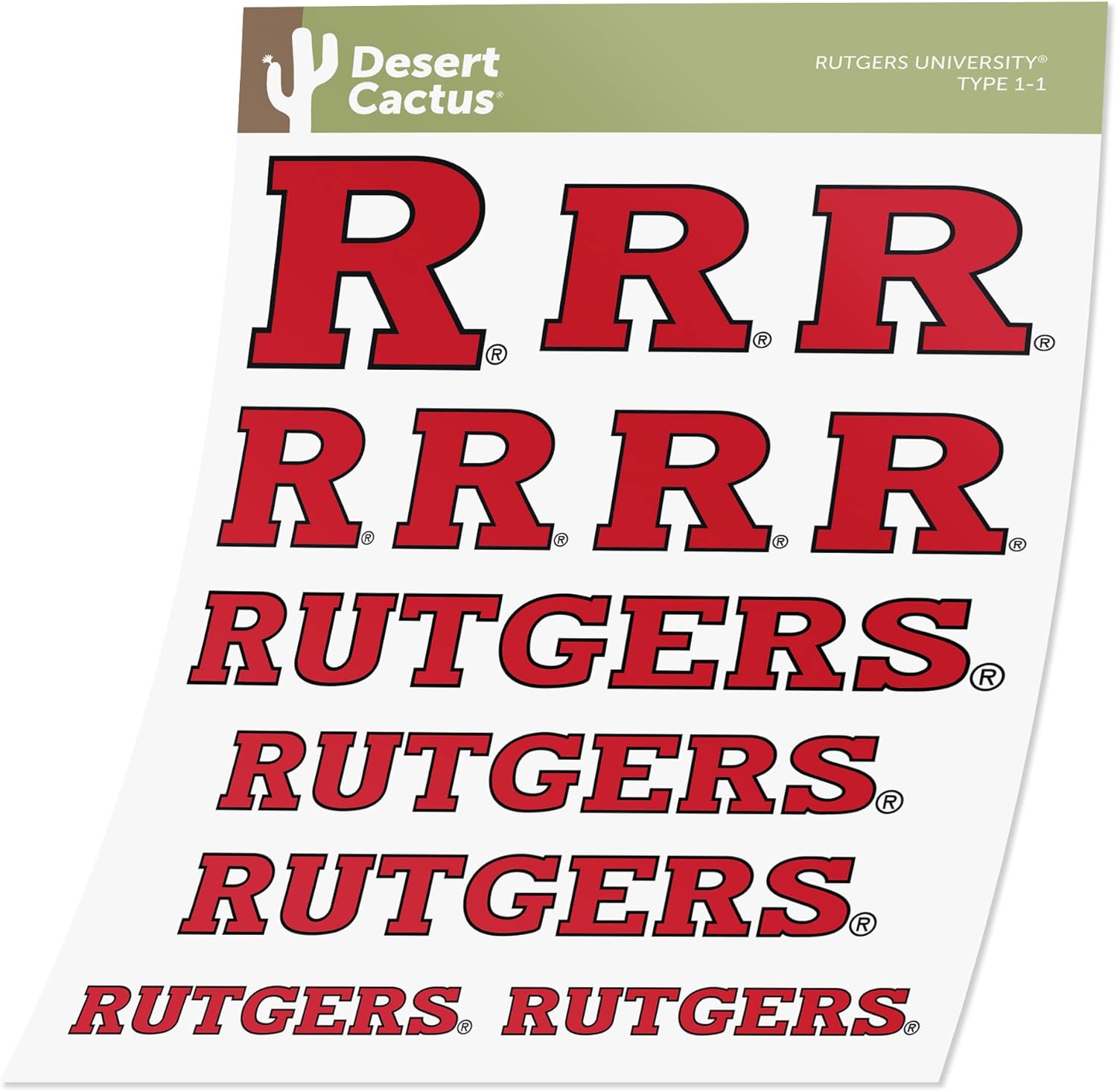 Desert Cactus Rutgers State University Sticker of New Jersey RTX Vinyl Decals Laptop Water Bottle Car Scrapbook Sheet T1 (Type 1-1) - Image 2
