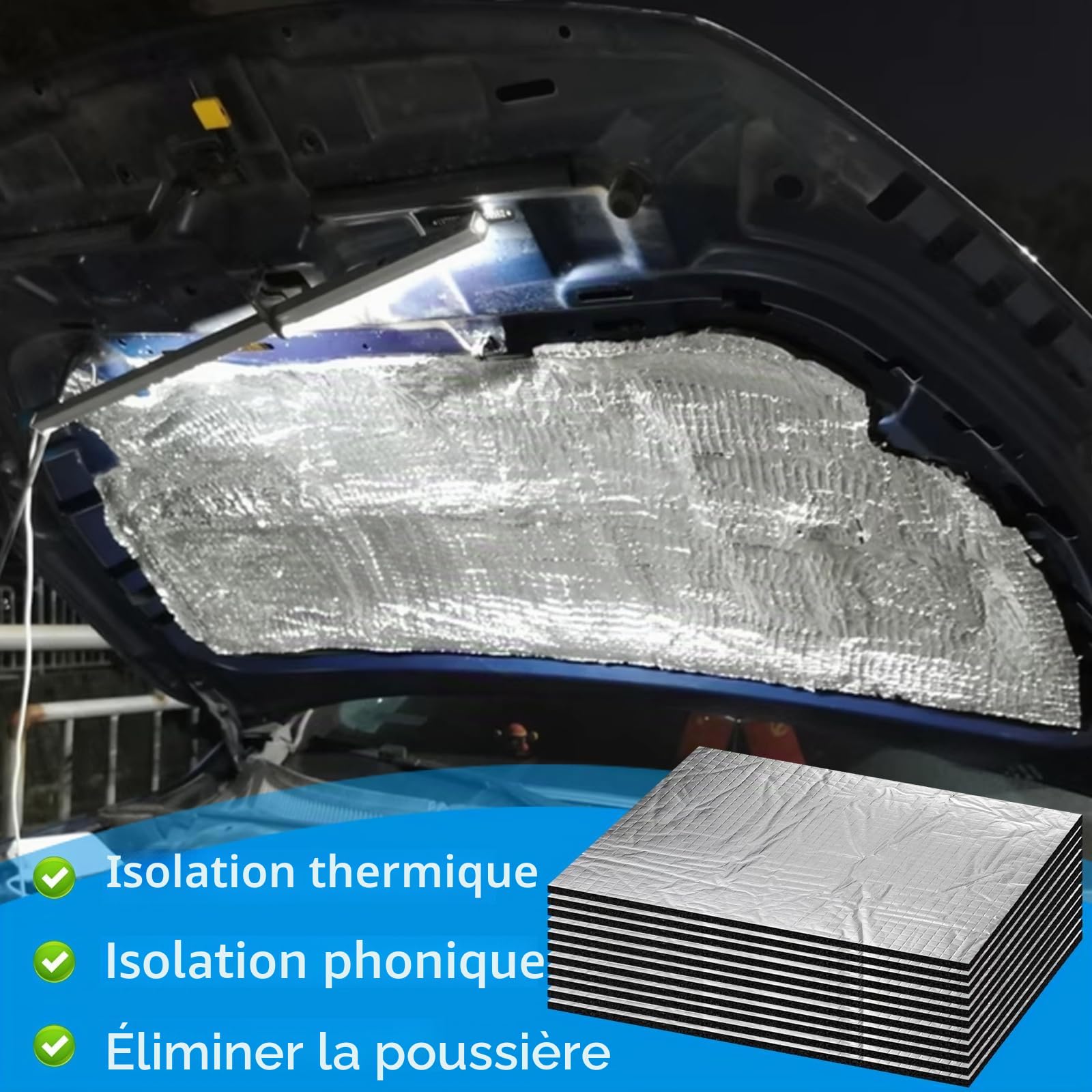 12 pièces de plaques Alubutyl de 400 * 250 * 5 mm, natte d’isolation, résistante au feu et à l’eau, anti-vibration, autocollante pour la protection acoustique et l’isolation thermique dans les