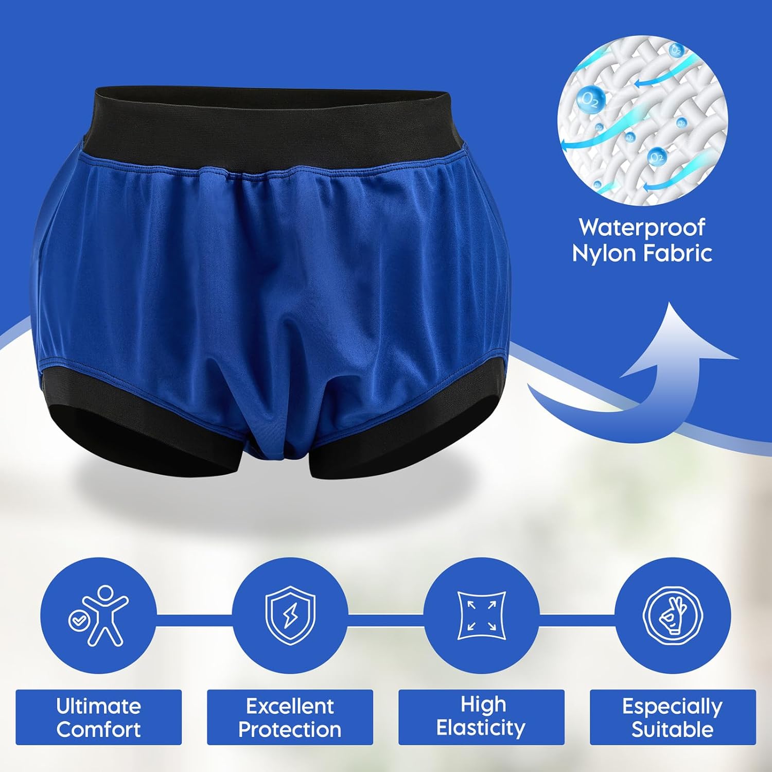 Adult Plastic Diaper Covers Waterproof, Leakproof Rubber Incontinence Pants Washable, High Waist Women Underwear Overnight (Blue, Large) - Image 4