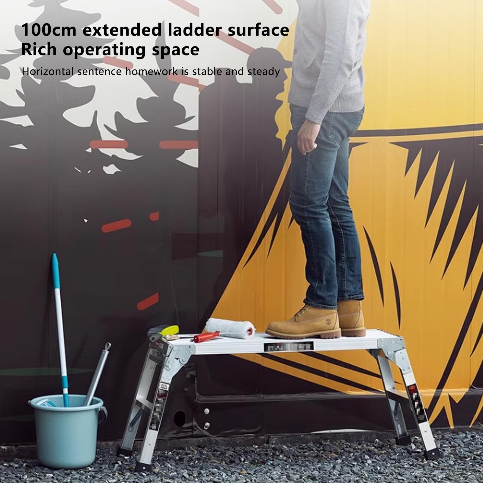 Plataforma de Trabajo Portátil Multifuncional de Aluminio,Plataforma de andamio,Plataforma de trabajo de aluminio para limpieza de techo,pintura y lavado de automóviles,carga má(Size:39.3*11.8*19.6in)