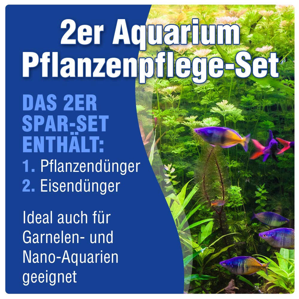 AQUALITY AQUARIUM 2er Pflanzenpflege Sparset (Enthält Pflanzendünger mit allen wichtigen Spurenelementen und Mineralien und Eisendünger mit zweiwertigem Eisen FE2), Set-Größe:SET 5000