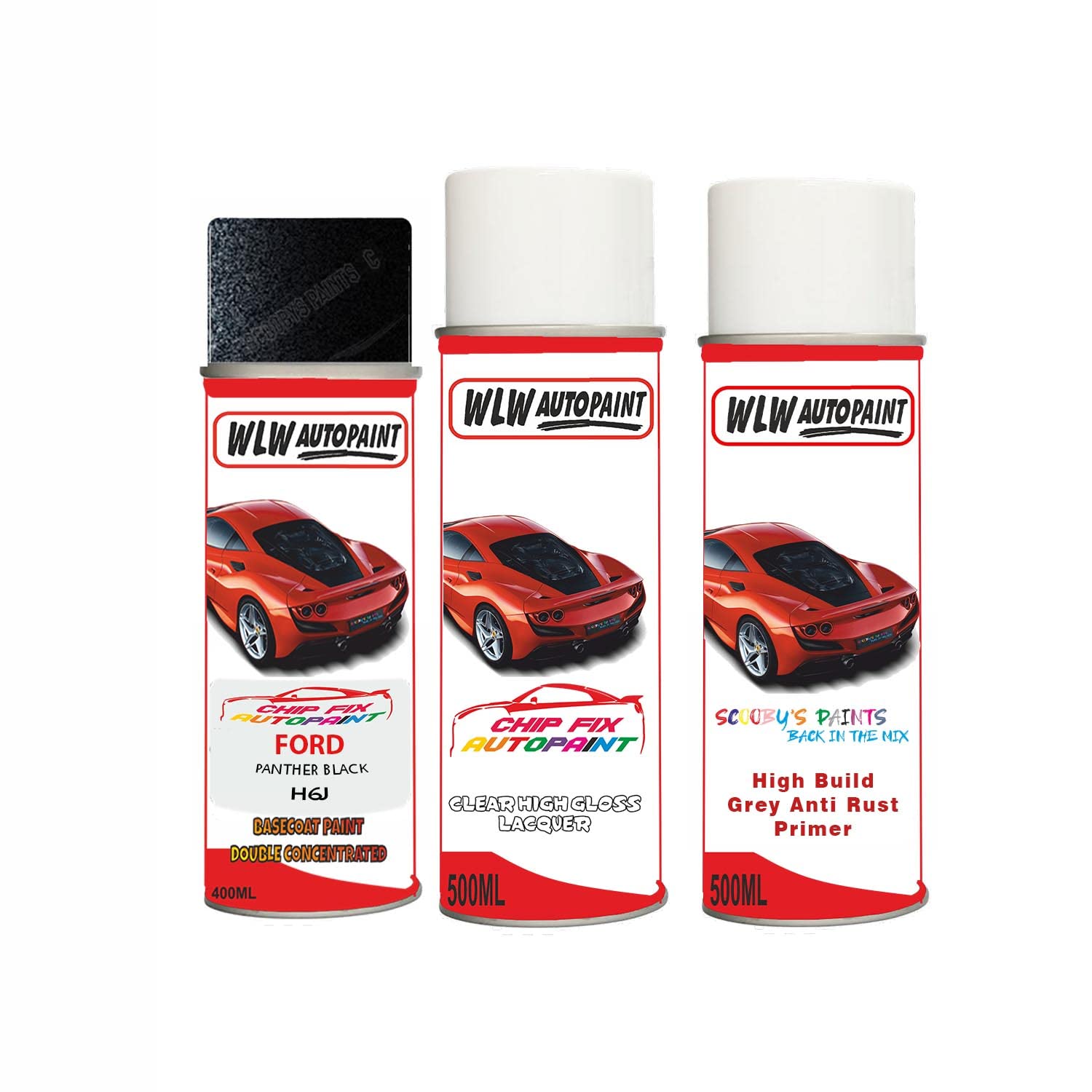 SCOOBYS PAINTS BACK IN THE MIX Aerosol Spray Paint For Ford Kuga Panther Black 1997-2017 Primer Undercoat With Lacquer