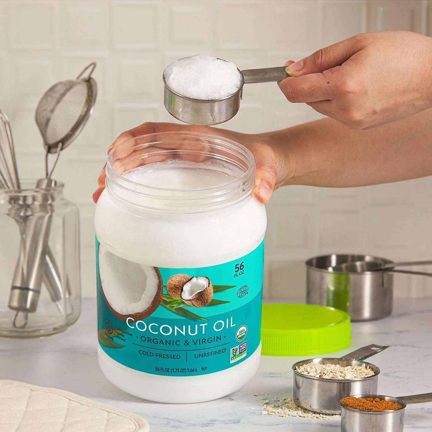 Cold Pressed and Unrefined Non-GMO Organic Organic Virgin Coconut Oil - 56 Oz.