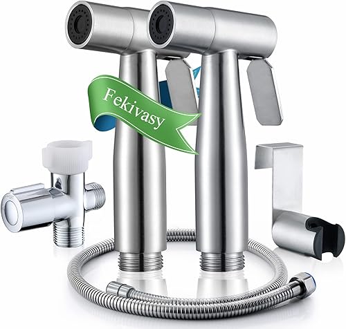 Fekivasy - Pulverizador de bidé para inodoro, 2 paquetes de rociadores de bidé de mano de acero inoxidable de alta calidad, juego de rociadores de