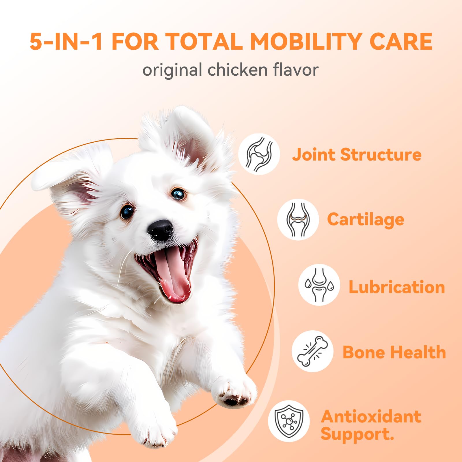 Hip & Joint Soft Chews for Dogs & Cats – Glucosamine, Chondroitin, Collagen & MSM for Joint Support, Mobility & Flexibility, Senior & Small/Medium Breeds, Chicken Flavor (30 Count) - image 2