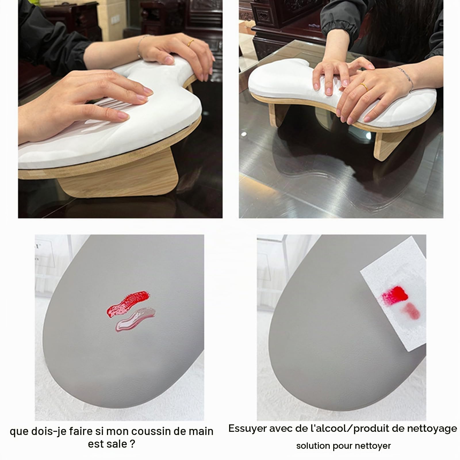 Repose-poignet en forme de U pour studio de manucure - Repose-poignet pour technicien des ongles - Pour table de manucure (blanc)