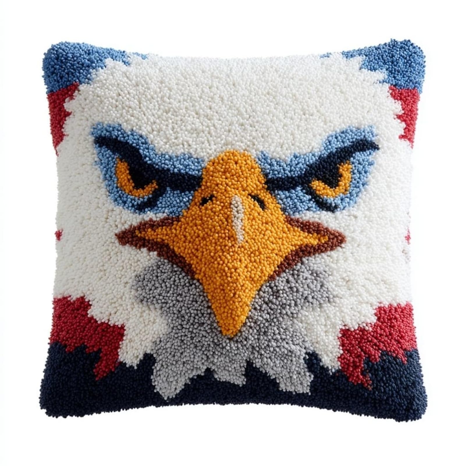 AxiangziK Latch Hook Pillow Kit 17x17in,Bald Eagle (Animal Bird) Complete DIY Cushion Cover for Adults Beginners,Home Sofa Decor & Family Craft Night Gift