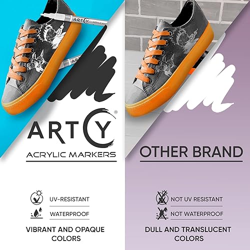 Miniatura 4 de 12 marcadores de pintura acrílica, punta media y 6 bolígrafos de pintura acrílica blanca, paquete para pintura de roca, madera, tela, tarjetas,