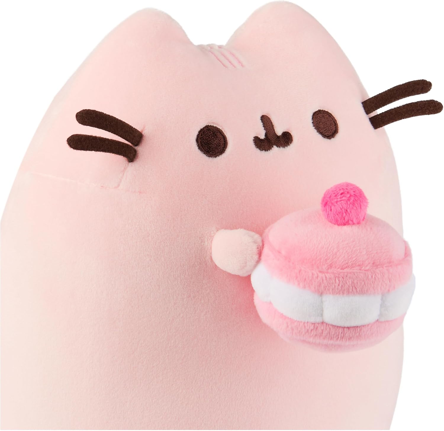 GUND Pusheen Cherry Macaron Squisheen Plush, Squishy Toy, Collectible Dessert Food Toy, Cat Stuffed Animal for Ages 8 and Up, Pink, 9.5”
