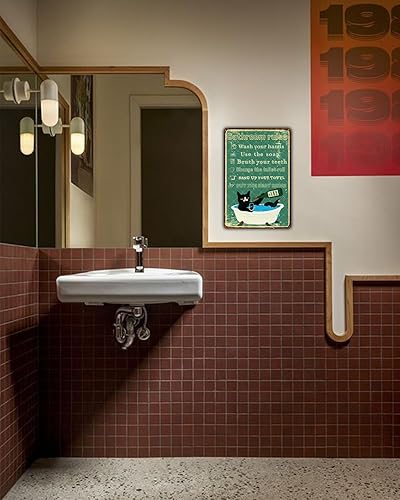 Miniatura 29 de Letrero de metal retro con texto en inglés "Are You Pooping Cat Cat", decoración de baño con texto en inglés "Are You Pooping", decoración del hogar