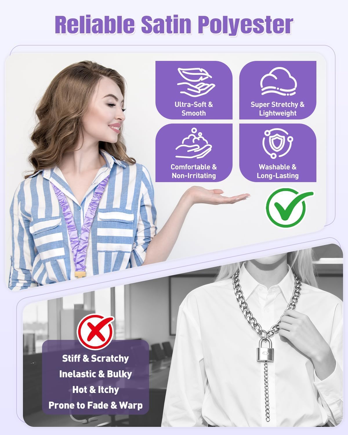 Uniclife Scrunchie Lanyard for Id Badges, Retractable Teacher Lanyards Stretchy Scrunchie Lanyard with Id Holder for Women - Image 5