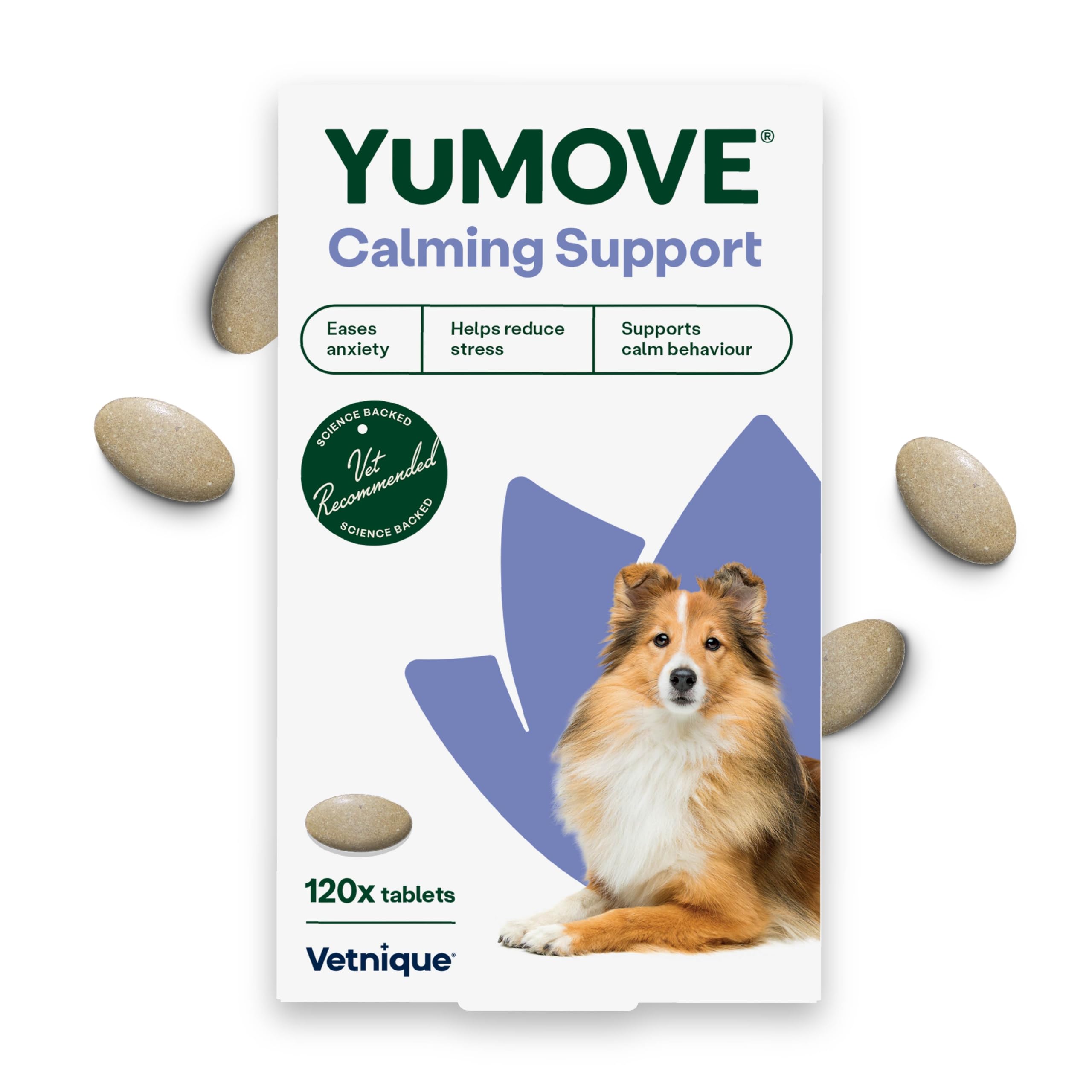 YuMOVE Calming Care Tasty Treats Dog Supplements, Anxiety Relief Calming Tablets for Dogs who are Stressed or Nervous, Adult Dogs, 120 Tablets