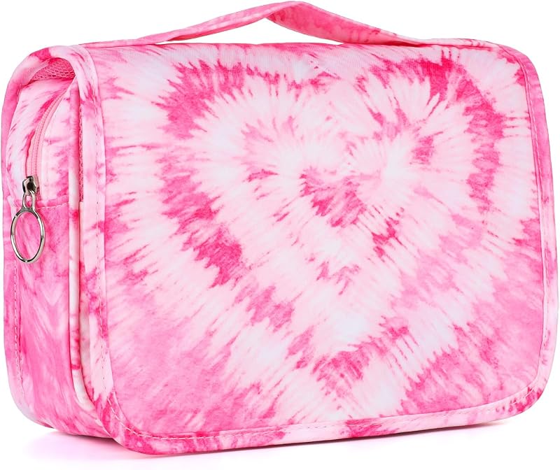 Necessaire infantil suspensa Vipdeal para viagem, estampa coração tie-dye rosa