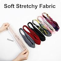 Vista 33 de Huachi Diademas para mujer con nudos torcidos, bandas elásticas bohemias para el cabello, antideslizantes, para niñas, turbante entrecruzado, liso