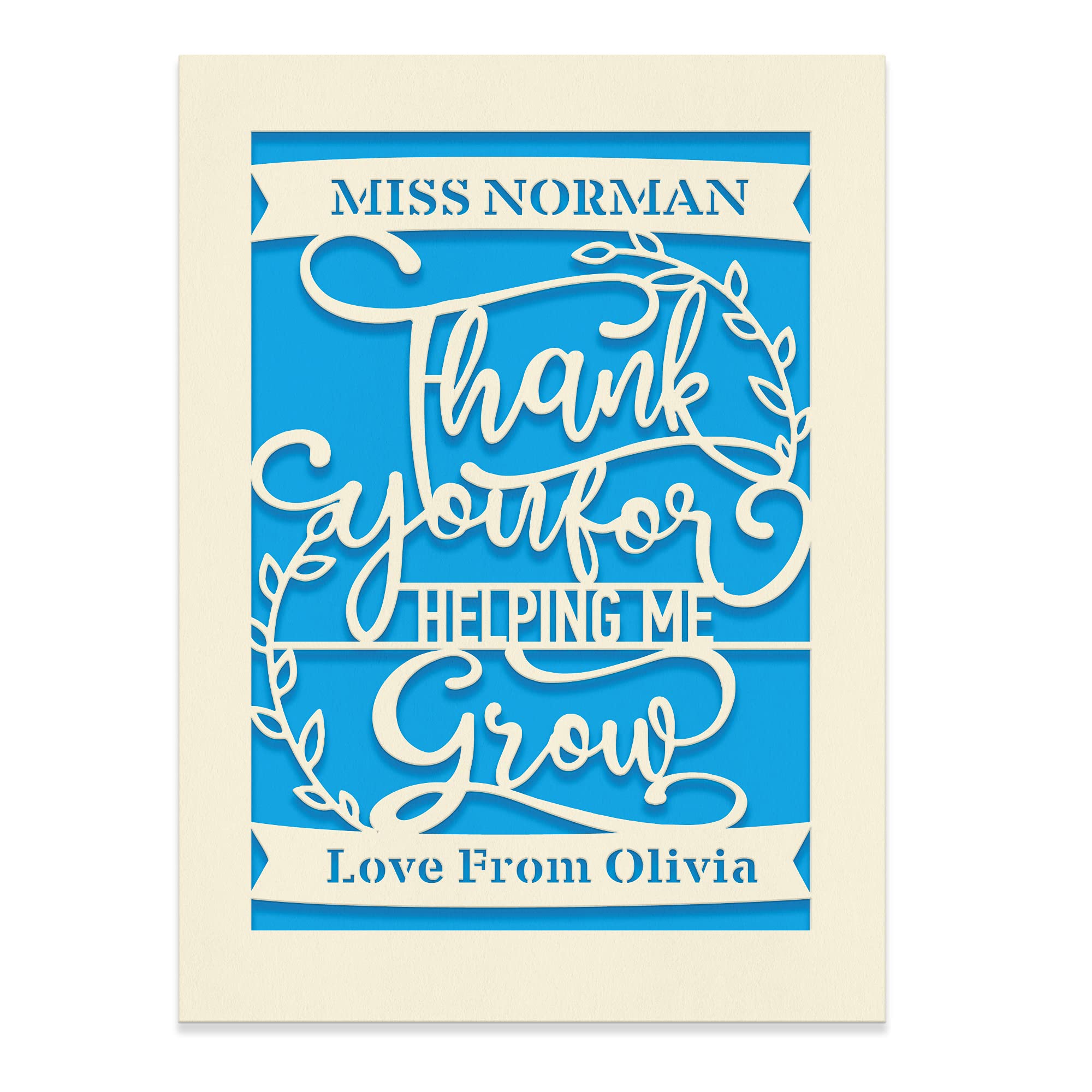 Thanks for You Card Personalised Thanking Gift for Nursery Teacher Card Thank You for Helping Me Personalised Teachers Gifts of Nursery School from Adorable Kid with Envelopes(Blue)