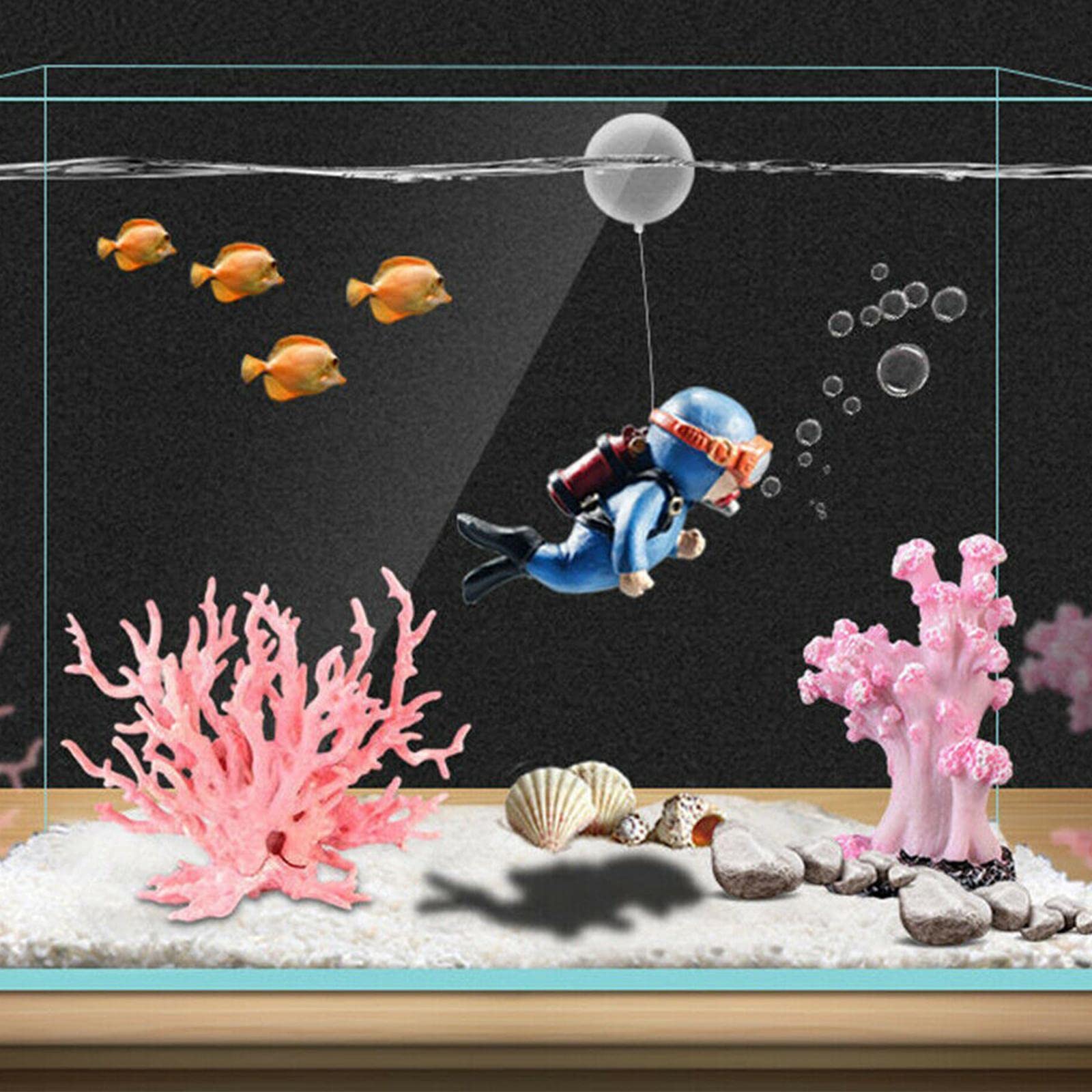 Zayookey 2Pcs Floating Diver Aquarium Decorations – Cute Blue Fat Diver Ornaments With Adjustable Bubbles For Fish Tanks - View #8