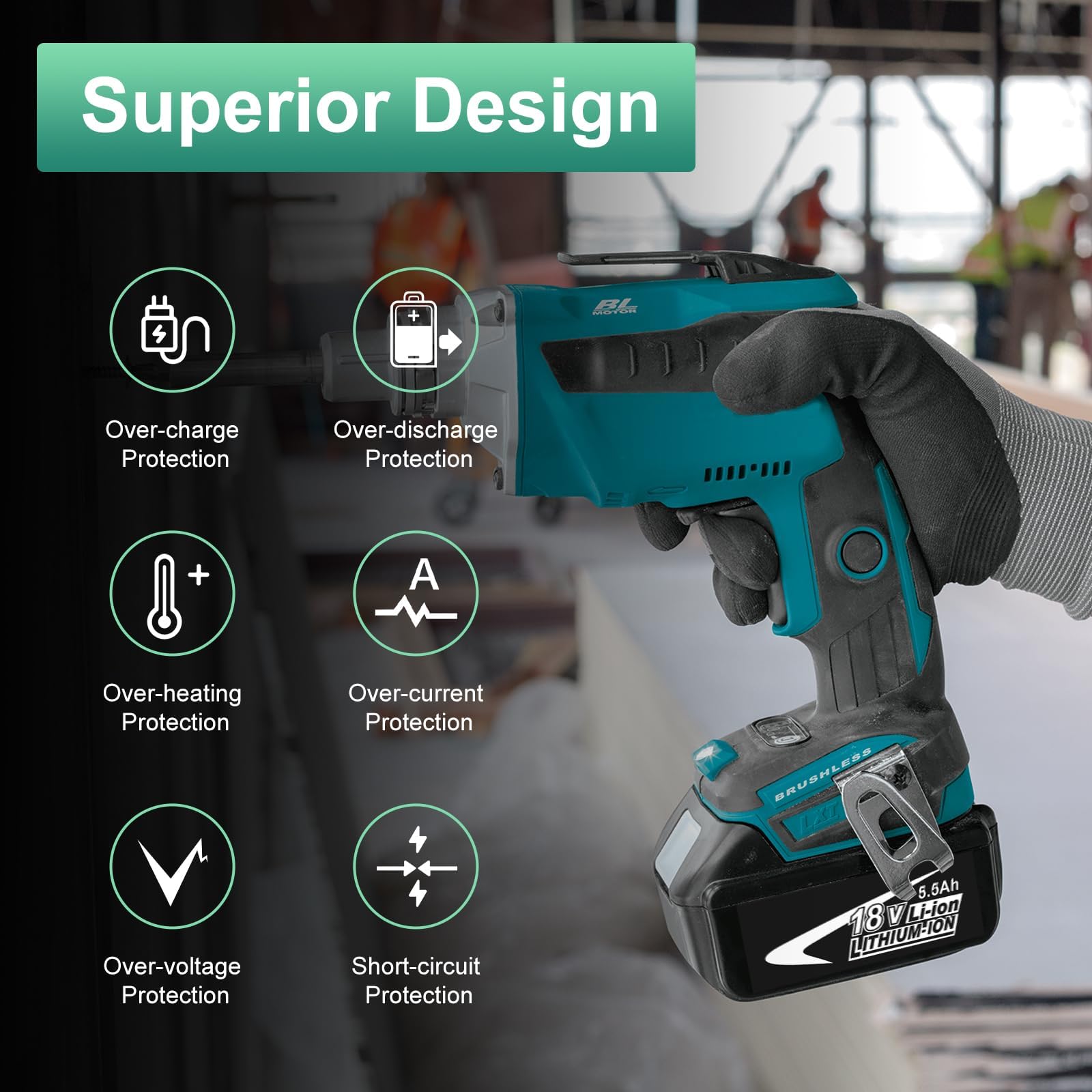 BL1855 - Batería de repuesto para Makita (18 V, 5,5 Ah, BL1850B, BL1850, BL1840B, BL1860B)