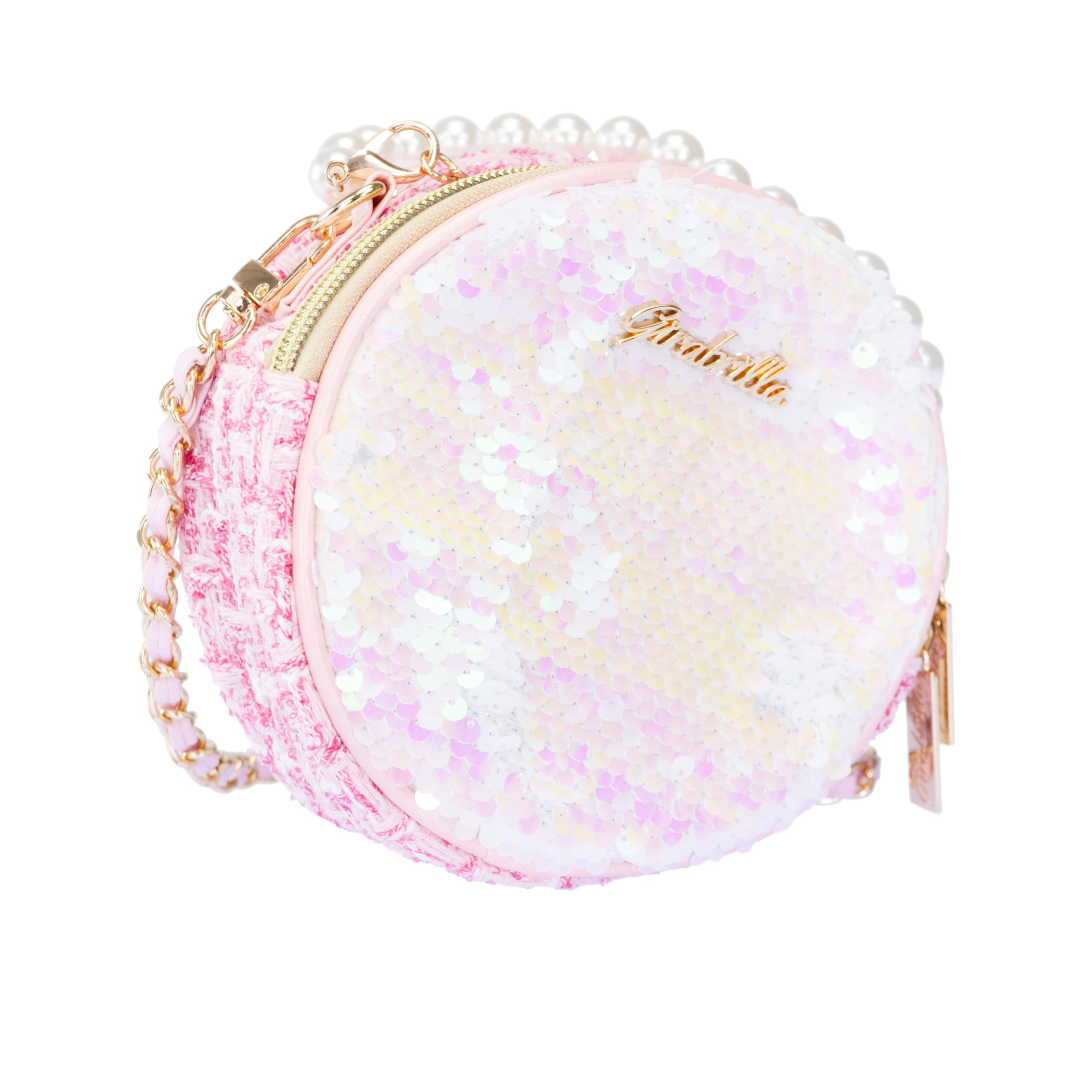 Girabrilla Fashion Bag, torebka z cekinami, uchwyt z perłami i paskiem na ramię